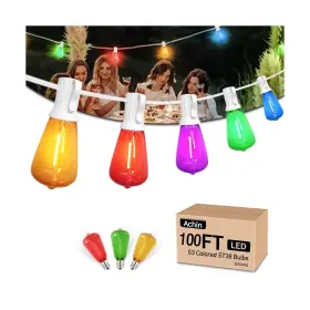 Ots10050-tx20w0-st3827 Achin Colored Outdoor String Lights White Cord - 100ft Multicolor Patio Light