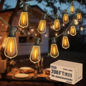 Ots200100-tx20b0-st3822 Achin Outdoor String Lights 200ft Vintage Edison With 104 Shatt