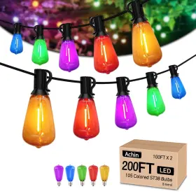 Ots2001000-tx20b0-st3827 Achin Multicolor Outdoor String Lights 200ft 100ft 2 Colored Patio W