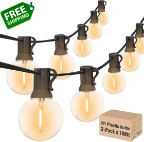 Us200100-tx20b0-g40s27 Achin 200ft Outdoor String Lights G40 Globe Patio Waterproof Hang
