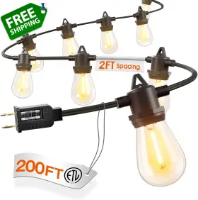 Addlon 313110584538 200ft Outdoor String Lights Led Waterproof Patio With 108 Edison D