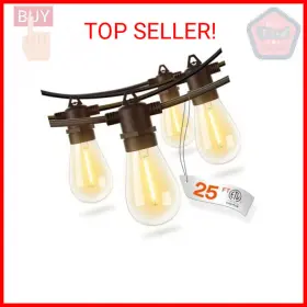 Addlon 615150281515 25ft Led Outdoor String Lights With Edison Shatterproof Bulbs Heavy-duty