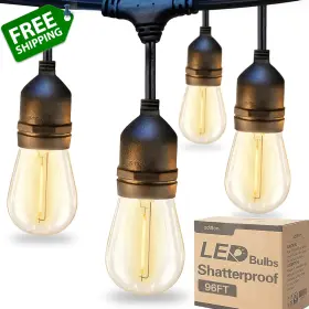 Addlon 744110454246 96ft 48ft 2 Led Outdoor String Lights With Edison Shatterproof Bulbs Com