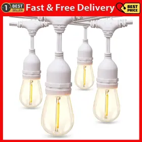 Addlon 744110770001 Led Outdoor String Lights 48ft With Dimmable Edison Vintage Shatterproof Bulbs A