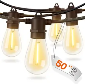 Addlon 744759199645 50ft Led Outdoor String Lights With Edison Shatterproof Bulbs Weatherpro