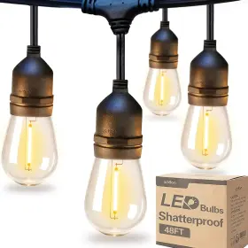 Addlon 748432156901 48ft Led Outdoor String Lights Edison-style Shatterproof Bulbs Dimmable