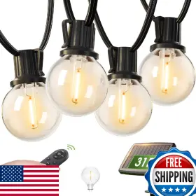 B0d4lqv65b Addlon 31ft Solar String Lights Remote 13 G40 Shatterproof Bulbs Usb Outdoor
