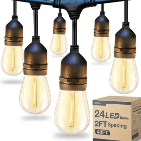 Jcd-273 Addlon 48ft Led Outdoor String Lights With 25 Edison Vintage Shatterproof Bul