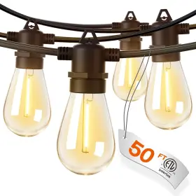 Jcd-e12 Addlon Jcd-e12/15/1w/c 50ft Led Outdoor String Lights With Edison Shatterproof Bulbs Weather