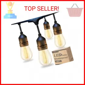 Jcd-st15 Addlon Led Outdoor String Lights 48ft With Edison Vintage Shatterproof Bulbs And