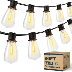 Sl-120v Addlon 96 Ft 2x48ft Outdoor String Lights Commercial Grade Strand 36 Bulbs