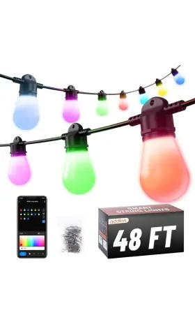 Smart-s14 Addlon 48ft Smart Rgb Outdoor String Lights Dimmable Patio With 15