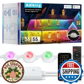 B0dk5pkbmd Adlkirg Permanent Outdoor Lights Smart Rgb Ic Multi-scene 55ft 36 Led