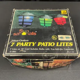 Advanced Internation Inc 017845106125 Vintage New Old Stock Indoor Outdoor Party Patio Lites 7 Lights 15 Cord And Bulbs