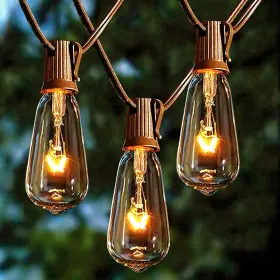 Sn-001 Afirst Outdoor String Lights 20ft With 22 Edison Bulbs Vintage Bistro Wat