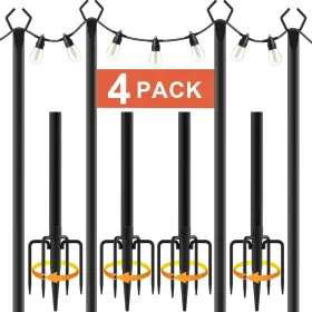 Ailbton 643556179938 10ft String Light Poles 4 Packlight For Outside Lightsoutdoor With Fenc