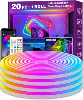 Ailbton 648564123591 20ft Neon Rope Lights Flexible Led Control With App/remote Multiple