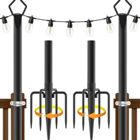 Ailbton 766429054207 2 Pack 10ft String Light Poles For Outside Black