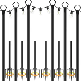 Ailbton 785034014529 10ft String Light Poles 6 Pack For Outside Black