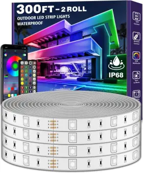 Ailbton Outdoor-300ft-a 300ft Waterproof Led Strip Lights With Bluetooth App Rgb Exterior Rope