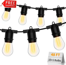 Hy00-s14 Alitade S14 Led Outdoor String Lights Ip65 Waterproof 48ft Outside Patio Edison