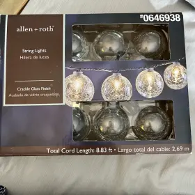 Allen & Roth 080629703667 And String Lights Globe Crackle Glass Finish 6ft. Open Box