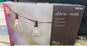 Allen Roth 080629708389 33ft Brown Outdoor String Light 30 White Edison Bulbs Plug-in