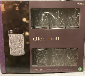 1256301 Allen Roth String Led Clear Mason Jelly Jar Indoor/outdoor 19-ft Lot Of 3