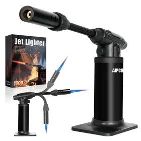 Alpcraft 762949598726 Butane Torch Lighter With Long 360 Flexible Neck Refillable Cooking Black