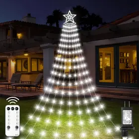 B0cd39l4dg Amipepe 11.48ft 350 Led Christmas Waterfall Star Lights Outdoor Decor