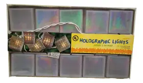 240796 Amscan Square Holographic 10 Light Patio Party String Lights Set Indoor/outdoor