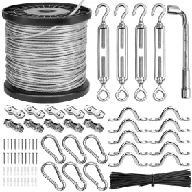Ancectree 728370695915 String Light Hanging Kit Guide Wire For Outdoor Lights Vinyl Coate