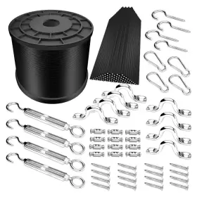 Angel Sar 711181692471 Black Stainless Steel String Light Hanging Kit With 164 Ft. Cable Turnbuckle Hoo