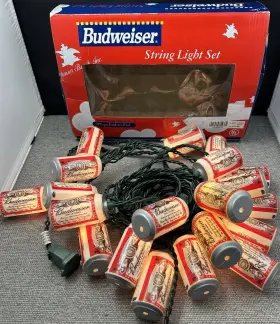 468512 Anheuser-busch Inc. Vintage Budweiser String Lights Indoor Outdoor 20 18 Foot Plugs Endtoend
