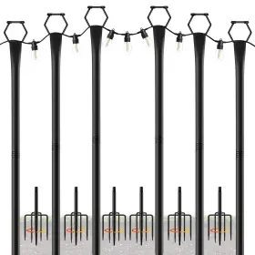 Lh-cdj-10-6 Anideer 10ft String Light Poles 6 Pack Black