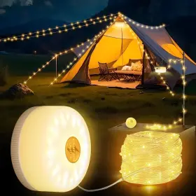 Aous-hwdxy-015 Aoxdwge 26.2ft Camping String Lights Outdoor Warm Lighting 2-in-1 Portable Stowable