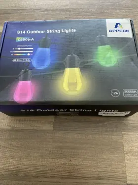 20000h Appeck 857333007929 S14 Outdoor String Lights For 15bulbs 49.21ft 12w / Ai
