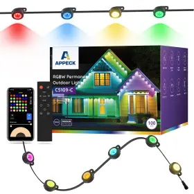 B0dhfvwjm3 Appeck 100ft Permanent Outdoor Lights 72 Led Rgbw Diy Scenes Smart App/alexa/