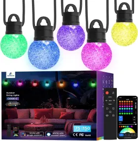 C6305-c Appeck Outdoor String Lights 150ft Rgbw Smart Patio With 111 Scene Modes