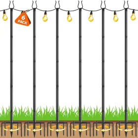 Ady-dgj-01 Aredy 6 Pack String Light Poles - 10ft For Outside Black