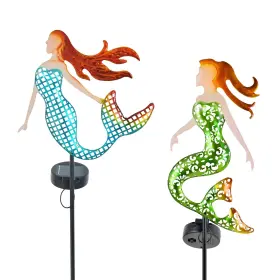 Deyus003 Arter Solar Garden Stake Lights Metal Mermaids Ocean Nautical Outdoor Waterp