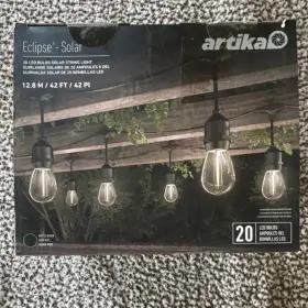 1938099 Artika Solar Led String Light Matte Black Outdoor 42ft 20 Lights Ip65 Remote