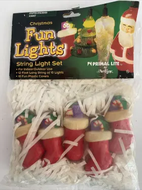 Artline 736757064872 2002 Primal Lite String Christmas Fun Lights Stuffed Stockings 12 Foot 10