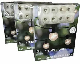 Ashland 191518986624 String Lights 30 Clear Globe 29 Foot Length 1 Set 3 Box S