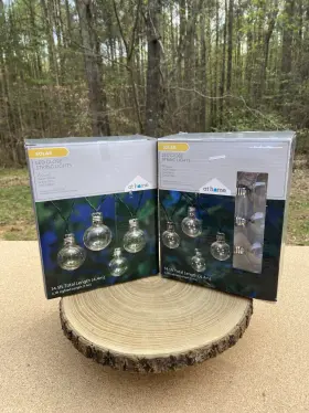 124411637 At Home Solar Led Globe String Lights 15 Warm White Green Wire 14.5ft Outdoor