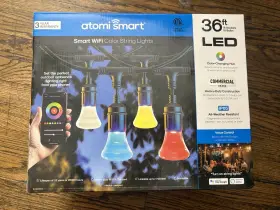 At1811 Atomi Smart Wifi Color-changing Led String Lights 36 Ft 18 Bulb Ip65