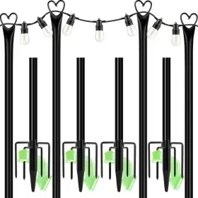 Augbeer 445009028090 9.8 Ft. Outdoor Metal String Light Poles With Fork For Patio Yard Hanging