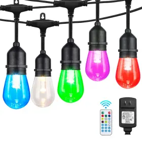 B0d72jnrlf Auroraworld 48ft Rgb Outdoor String Lights Dimmable Color Changing Waterproof Le
