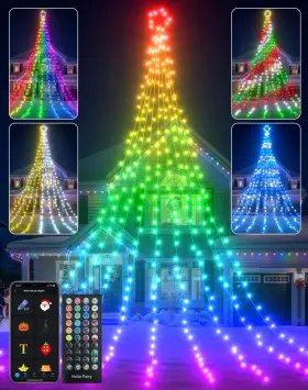B0fc2fc619 Avatar Controls 23ft Outdoor Christmas Star Rgb Led Tree String Lights Smart Waterfall Decor