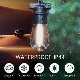 Bangbird 760934075832 48ft Outdoor Led String Light Waterproof Patio Bulb Dimmable S14 Warm White 15m